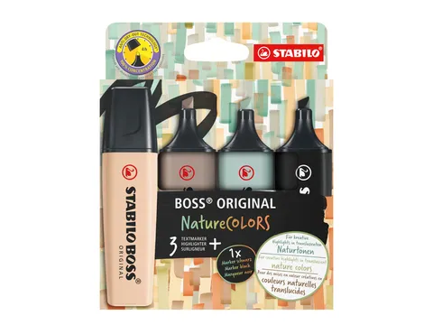 Markeerstift STABILO Boss 70/4 nature colors etui à 4 stuks