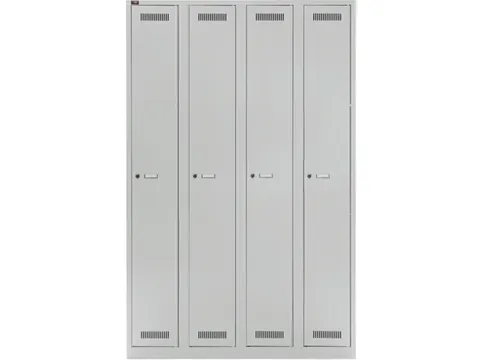 garderobekast,HxBxD 1850x1200x500mm,4vak,cil.-slot,romp lichtgrijs