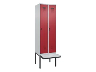locker met bank,voor scheiding van kleding,HxBxD 2120x600x815mm,2vak - 2