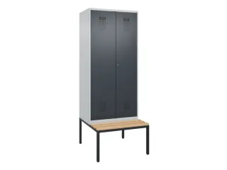 locker met bank,voor scheiding van kleding,HxBxD 2120x800x815mm,2vak - 2