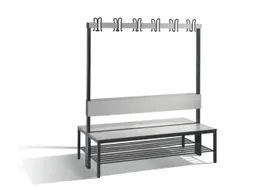 omkleedbank,HxLxD 1710x1500x760mm,HPL zilvergrijs,frame staal RAL7021