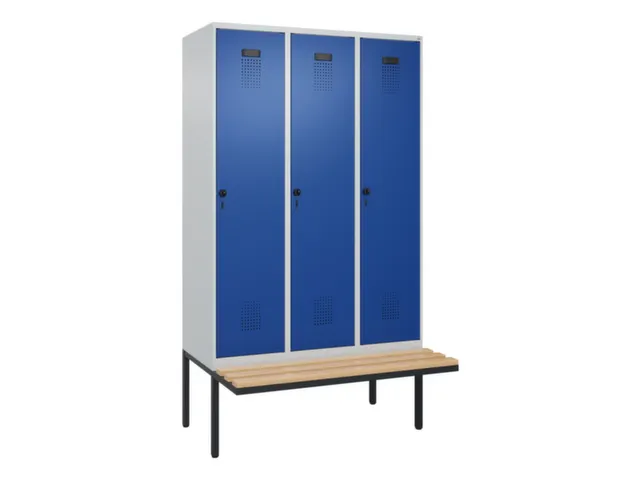 locker met bank,voor scheiding van kleding,HxBxD 2120x1200x815mm,3vak