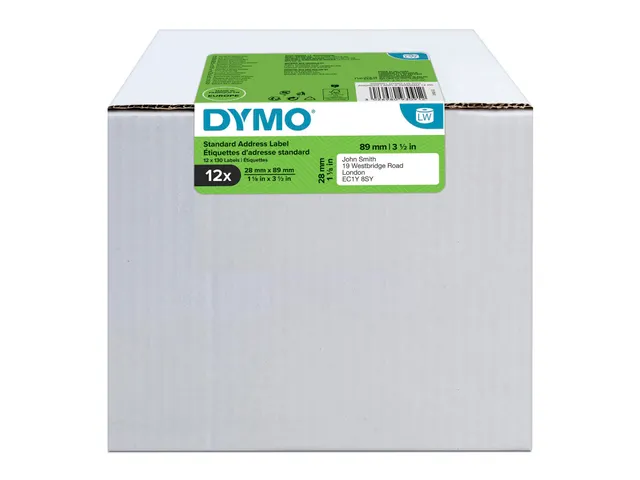 Etiket Dymo LabelWriter adressering 28x89mm 12 rollen á 130 stuks wit