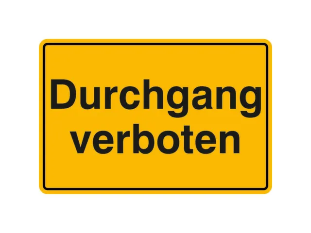 verbodsbord,Doorgang verboden,aluminium gemerkt,gemoffeld,geel/zwart