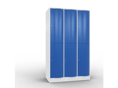 lockerkast,HxBxD 1950x1150x640mm,3x2vakken,romp RAL7035,front RAL5010