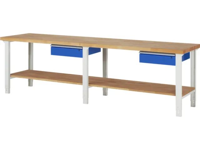 werkbank,HxBxD 790-1140x3000x700mm,beukblad,draagverm. 750kg