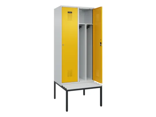locker met bank,voor scheiding van kleding,HxBxD 2120x800x815mm,2vak
