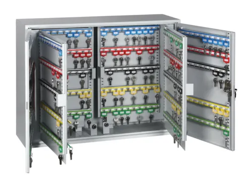 Sleutelkast 550x730x205mm 500 Haakjes 2 Deuren 4 Tussenwanden Ral 7035