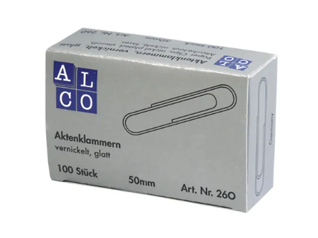 Paperclip Alco 50mm rond vernikkeld 100 stuks