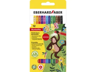 Kleurpotloden Eberhard Faber met gum etui a 12 st. - 1