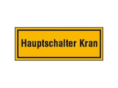 aanwijzingsbord,Hoofdschakelaar kraan,PVC,geel/zwart,om te verlijmen