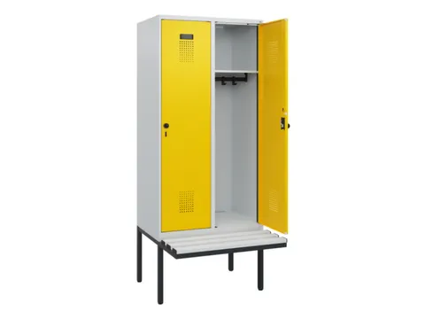 locker met bank,HxBxD 1950x800x815mm,2vak,vak B 400mm,draaigrendel