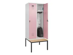 locker met bank,HxBxD 2120x800x815mm,2vak,vak B 400mm,draaigrendel