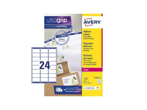adresetiket Avery QuickPeel 63,5x33,9 wit 40 vel 24 etiketten per vel
