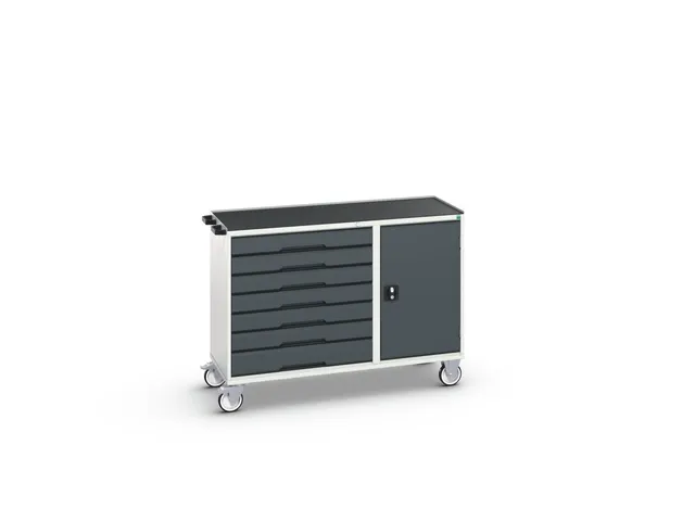 montagetafel,HxBxD 965x1300x550mm,staalblad,uitrusting: 7laden,kast