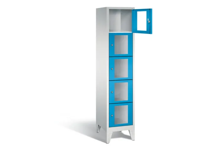 Lockerkast 1850x420x500mm 1x5 vakken Cilinderslot Poten, RAL5012