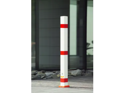 Afzetpaal Vierkant 70x70m Uitneembaar Driekantslot Spitse Kop Wit/Rood