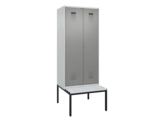 locker met bank,voor scheiding van kleding,HxBxD 2120x800x815mm,2vak - 2