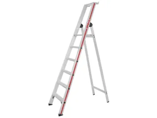 trapladder,eenzijdig,6treden,stand H 1,4m,balk L 2,2m,aluminium - 1