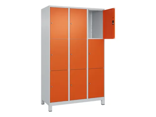 lockerkast,HxBxD 1950x1200x500mm,3x3vakken,vak B 400mm,cil.-slot