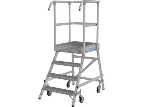 bordestrap,verrijdbaar,bordes H 1m,4treden m. R13-laag,aluminium