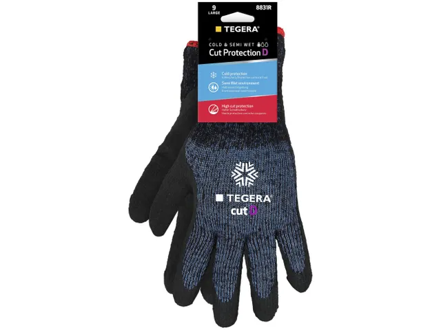 Tegera 8831R koudebestendige handschoenen, zwart/blauw, maat 8, per 6
