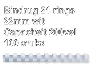 Bindrug GBC 22mm 21-rings A4 wit 100stuks - 2