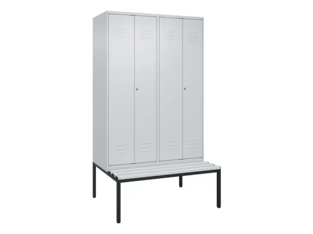 PBM-locker met bank,HxBxD 2120x1200x815mm,4vak,vak B 300mm,cil.-slot