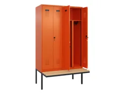 PBM-locker met bank,HxBxD 2120x1200x815mm,4vak,vak B 300mm