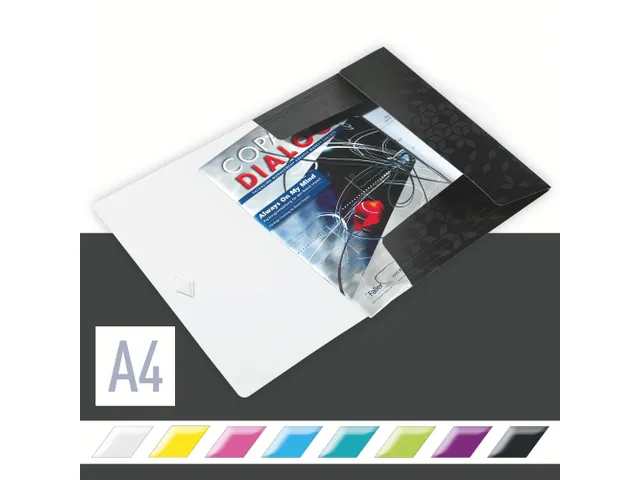 Elastomap Leitz WOW A4 3 kleppen PP zwart