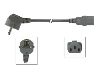 Voedingskabel Grijs CEE 7/7 90° + C13 L=3.0m, 3G1.0mm² - 3