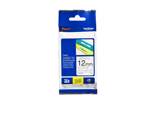 Labeltape Brother P-touch TZe-M31 mat 12mm zwart op transparant