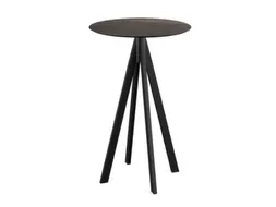 statafel,HxØ 1090x700mm,rond,4voeten zwart,blad HPL Riverwashed Wood