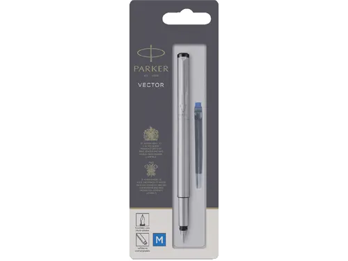 Vulpen Parker Vector stainless steel medium blister à 1 stuk