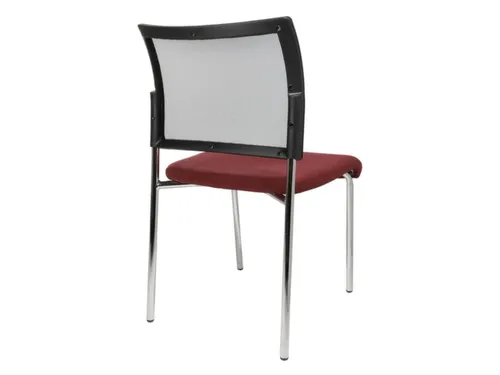 Bezoekersstoel Zitting Bordeauxrood Stof Rug Netbekleding Zwart
