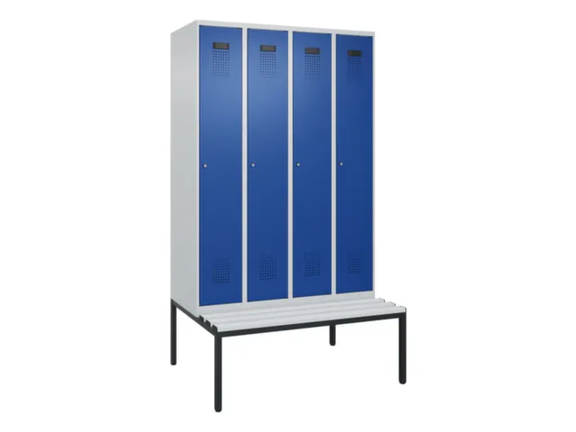 locker met bank,voor scheiding van kleding,HxBxD 2120x1200x815mm,4vak