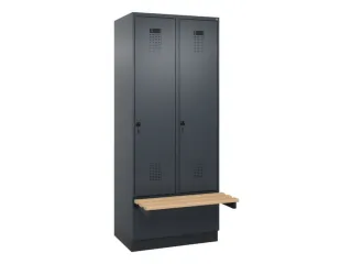 locker met bank,HxBxD 1950x800x815mm,2vak,vak B 400mm,draaigrendel - 2