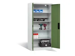 acculaadkast 1950x930x500mm 5stekkerdozen 230V cil.-slot front RAL6011