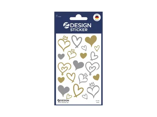 Foliesticker Z-design Gouden/ zilveren hartjes, pakje à 1 vel