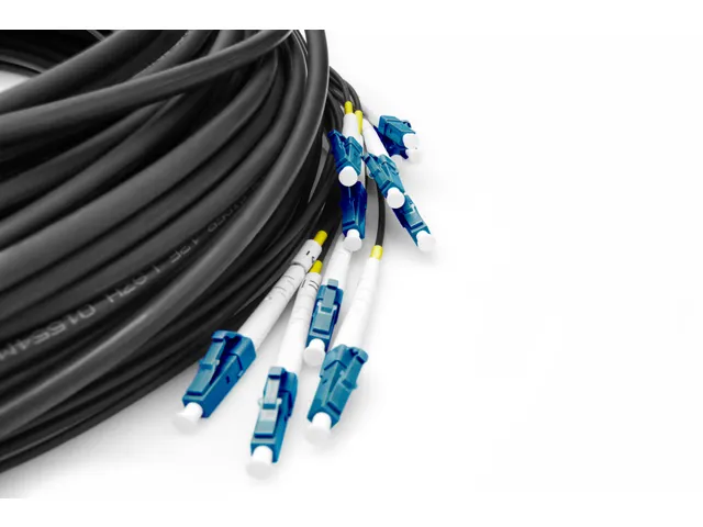 Universele breakout glasvezelkabel multimode OS2 50m 12 vezels LC/UPC