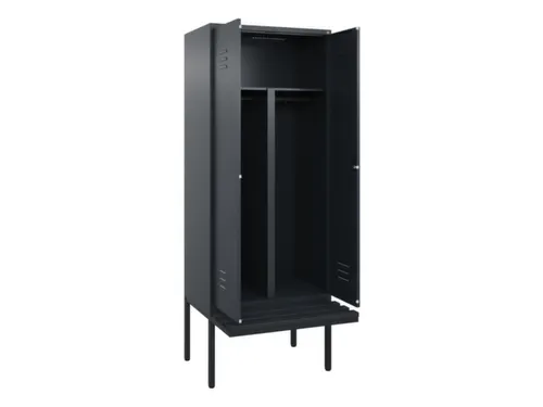 PBM-locker met bank,HxBxD 2120x800x815mm,2vak,vak B 400mm,cil.-slot