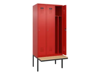 locker met bank,HxBxD 2120x900x815mm,3vak,vak B 300mm,cilinderslot - 1