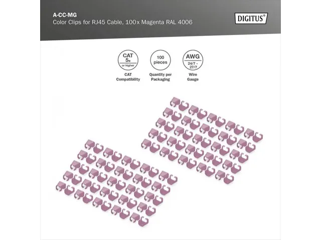 Kleurclips Voor Patchkabels RJ45-stekkers Magenta 100 Stuks
