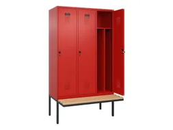 locker met bank,voor scheiding van kleding,HxBxD 2120x1200x815mm,3vak