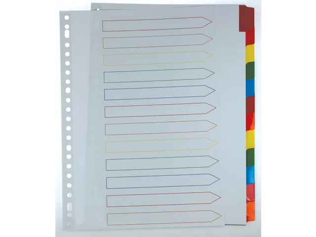 Tabblad karton A4 Assorti 12-delig 11-gaats Index