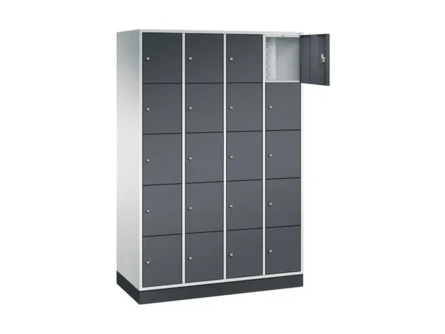 lockerkast,RAL 7035/RAL 7021,HxBxD 1950x1220x500mm,4x5vakken,cil.-slot