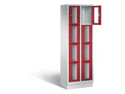 Lockerkast 1800x610x500mm 2x4 vakken Cilinderslot, Sokkel, RAL3003