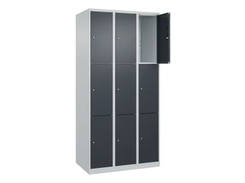 lockerkast,HxBxD 1850x900x500mm,3x3vakken,vak B 300mm,cil.-slot