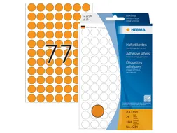 HERMA 2234 Multipurpose etiketten Rond 13mm Fluor Oranje 1848 stuks