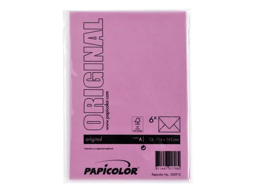Envelop Papicolor C6 114x162mm Felroze Gegomd